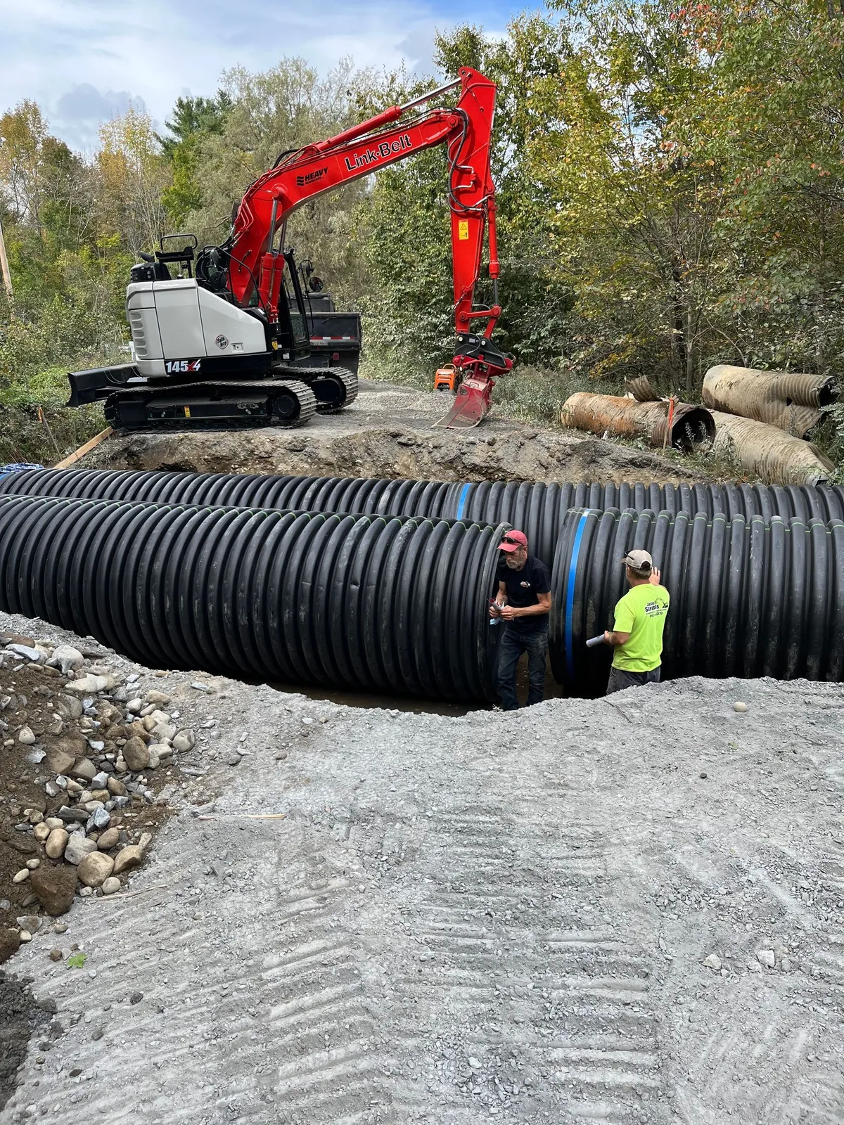 Stone and gravel work on a central Maine job site.